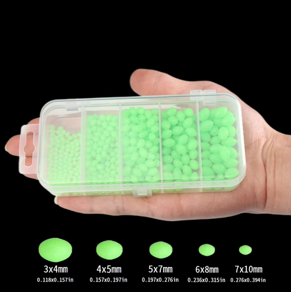 Fishing Lure Soft Plastic - 375 ピース/セット夜発光釣りハードビーズソフトワームグロー海釣りルアー餌フローティングフロート釣具アクセサリー