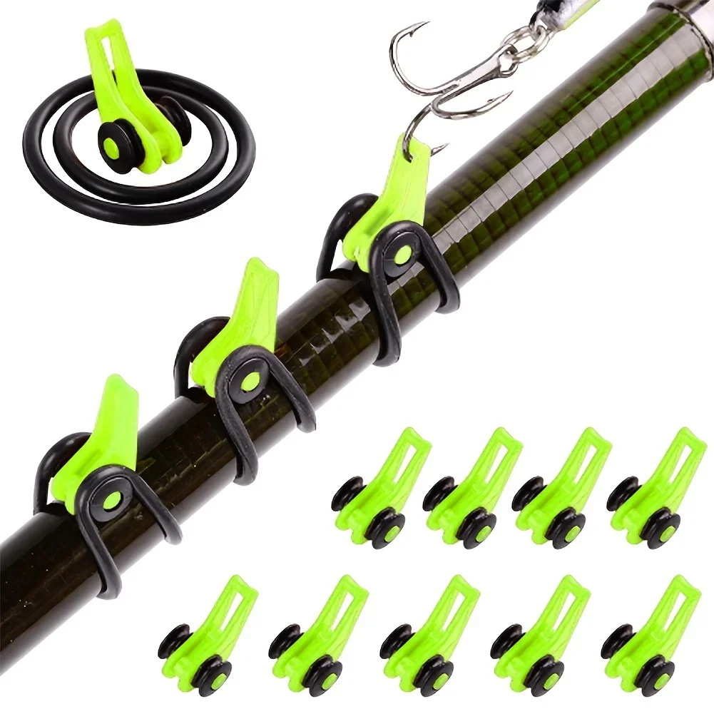 Fishing Lure Jig - 10 ピース/ロット釣り竿ポールフックキーパー - 安全で簡単な釣りのための安全なシリコンリング ISO ホールドベイトルアーとジグ