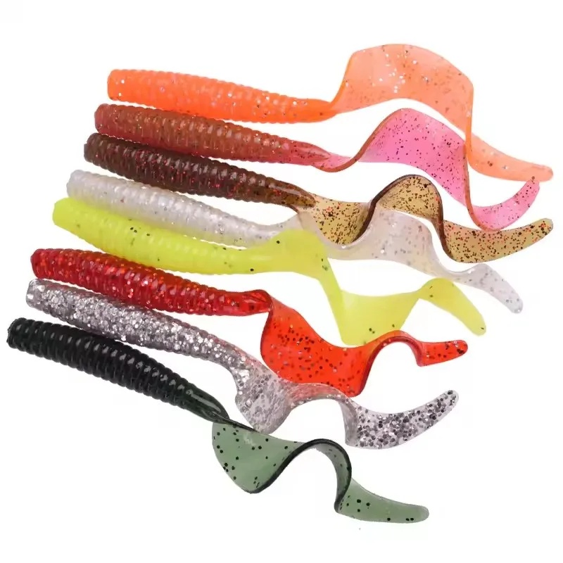 5個/ロット ワームカーリーソフトベイト 8cm 4.3g  - Fishing Lure Swimbait のレビューと価格
