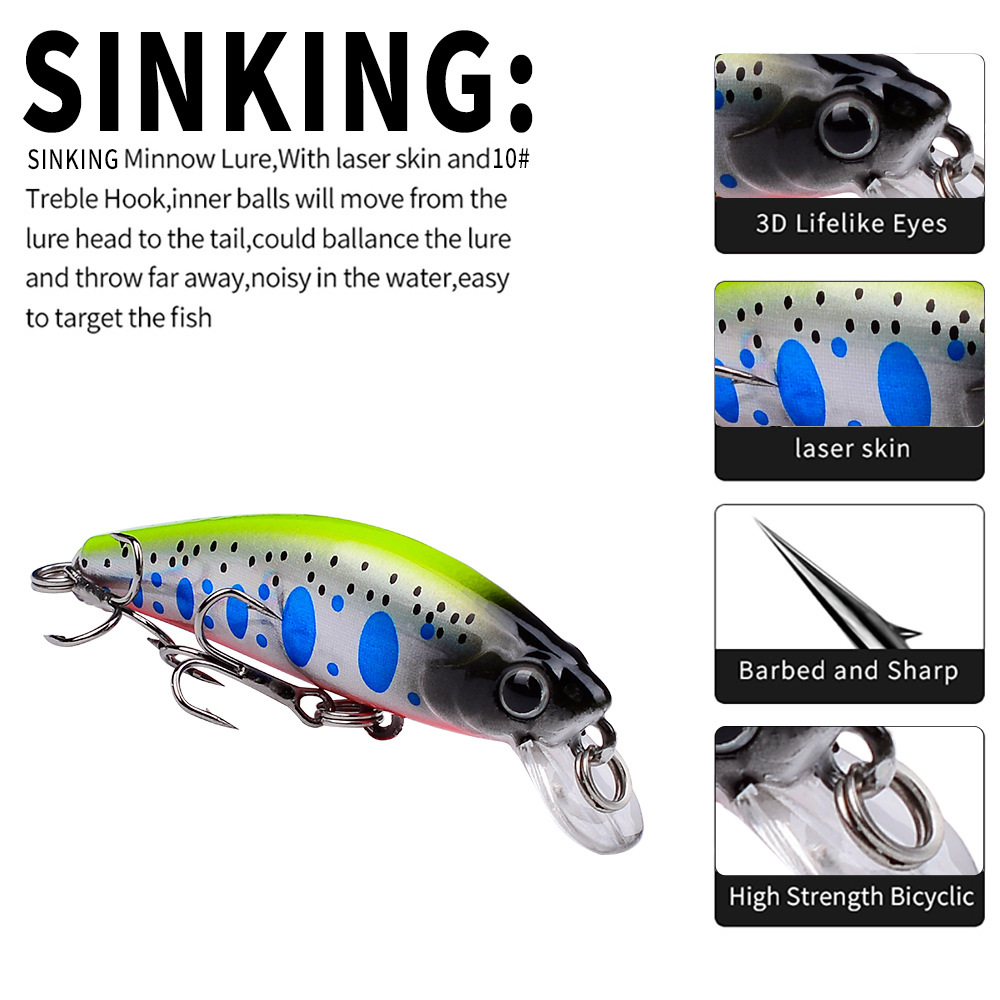 5.6 センチメートル 6.8 グラムミニシンキングミノー  - Fishing Lure Jerkbait のレビューと価格