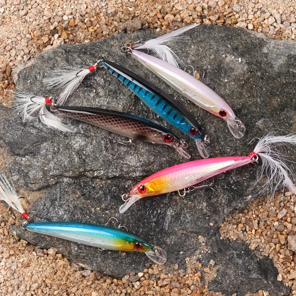 3Dレーザーアイミノールアー,フェザー付きハードベイト,最大 - Fishing Lure Accessories のレビューと価格